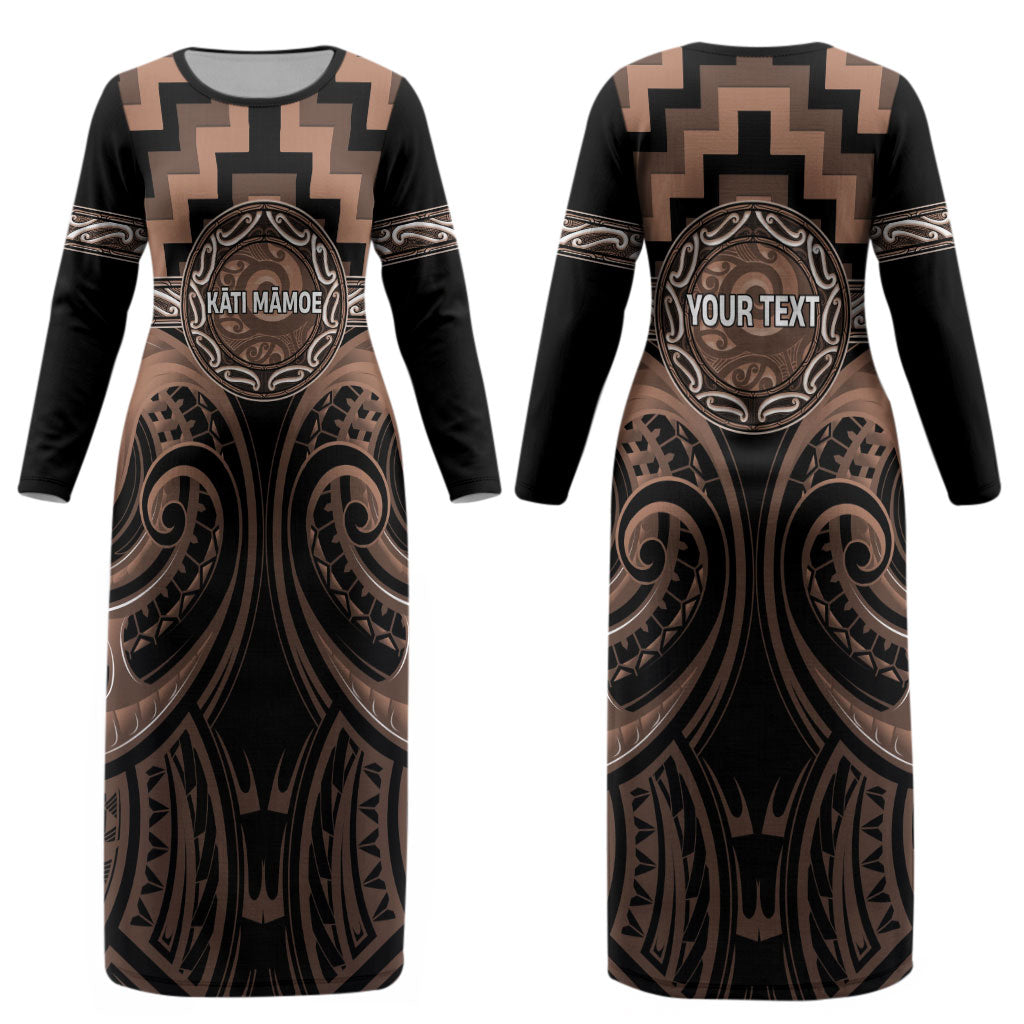 Aotearoa Kati Mamoe Personalised Couples Matching Long Sleeve Bodycon Dress and Hawaiian Shirt Maori Iwi Poutama Puhoro Tattoo LT14 - Polynesian Pride