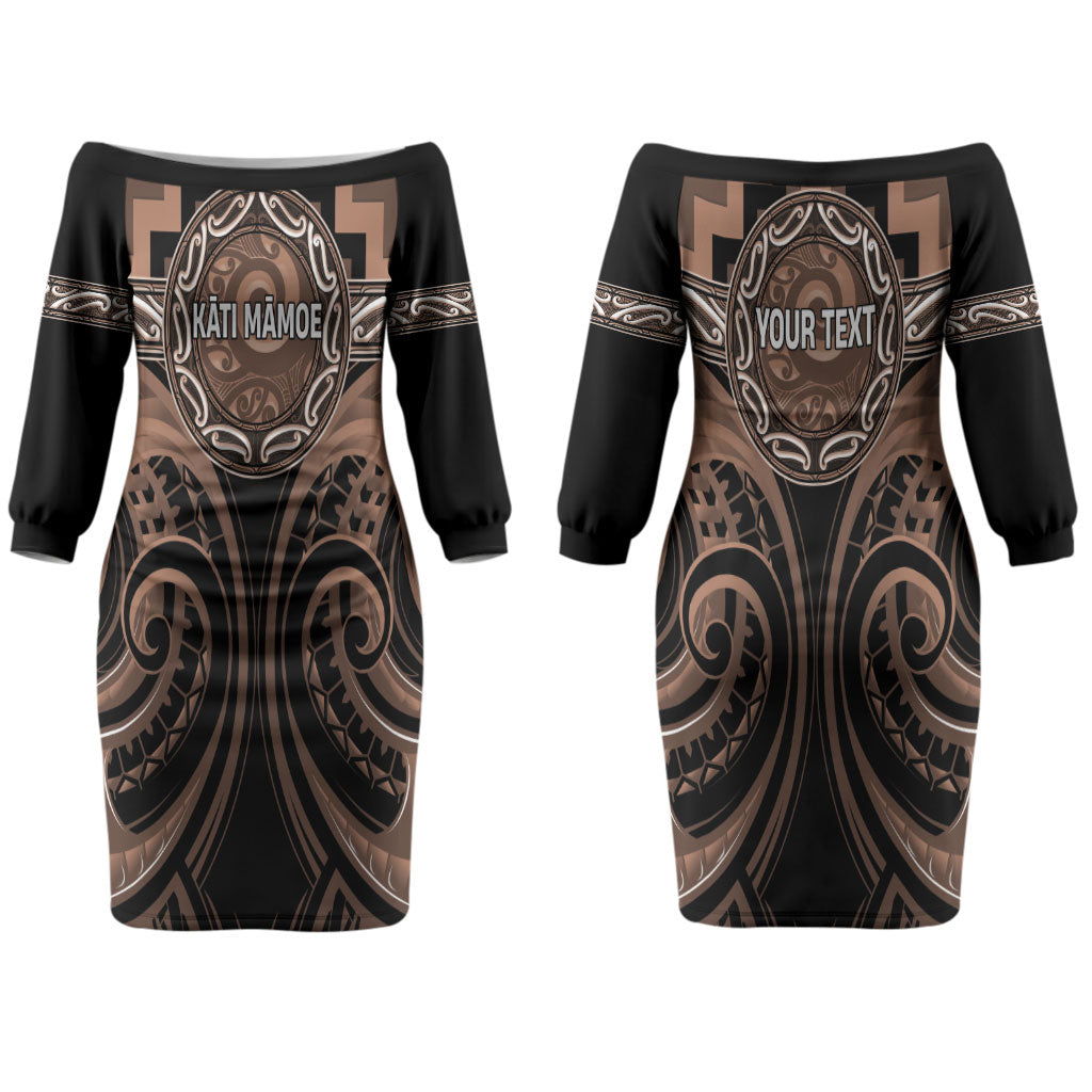 Aotearoa Kati Mamoe Personalised Couples Matching Off The Shoulder Long Sleeve Dress and Hawaiian Shirt Maori Iwi Poutama Puhoro Tattoo LT14 - Polynesian Pride