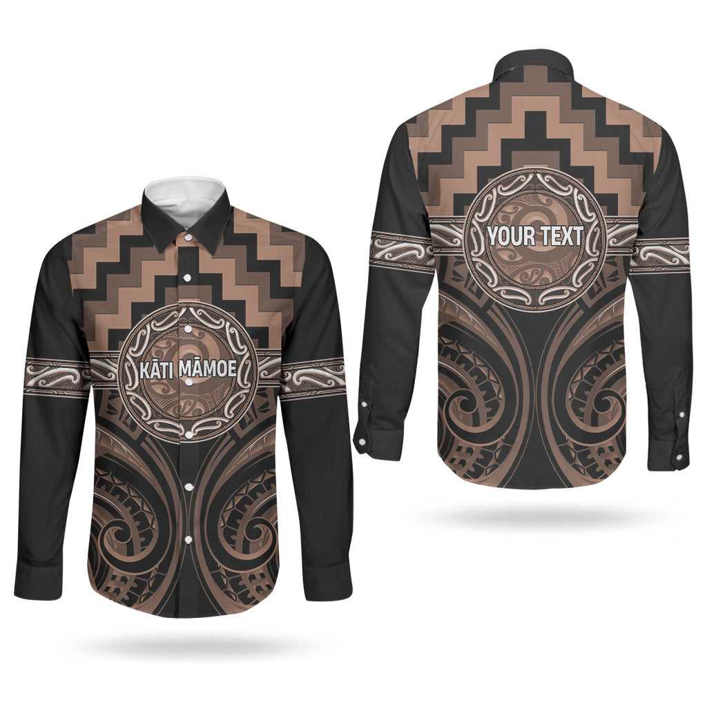 Aotearoa Kati Mamoe Personalised Couples Matching Off The Shoulder Long Sleeve Dress and Long Sleeve Button Shirt Maori Iwi Poutama Puhoro Tattoo LT14 - Polynesian Pride