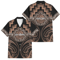 Aotearoa Kati Mamoe Personalised Family Matching Off The Shoulder Long Sleeve Dress and Hawaiian Shirt Maori Iwi Poutama Puhoro Tattoo LT14 Dad's Shirt - Short Sleeve Brown - Polynesian Pride