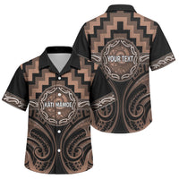 Aotearoa Kati Mamoe Personalised Family Matching Off The Shoulder Long Sleeve Dress and Hawaiian Shirt Maori Iwi Poutama Puhoro Tattoo LT14 Son's Shirt Brown - Polynesian Pride