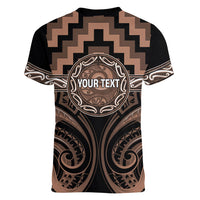 Aotearoa Kati Mamoe Personalised Women V-Neck T-Shirt Maori Iwi Poutama Puhoro Tattoo LT14 - Polynesian Pride