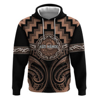 Aotearoa Kati Mamoe Personalised Zip Hoodie Maori Iwi Poutama Puhoro Tattoo LT14 Pullover Hoodie Brown - Polynesian Pride