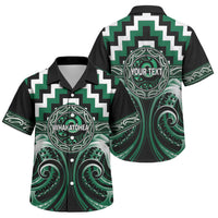 Aotearoa Whakatohea Personalised Family Matching Off Shoulder Short Dress and Hawaiian Shirt Maori Iwi Poutama Puhoro Tattoo LT14 Son's Shirt Green - Polynesian Pride