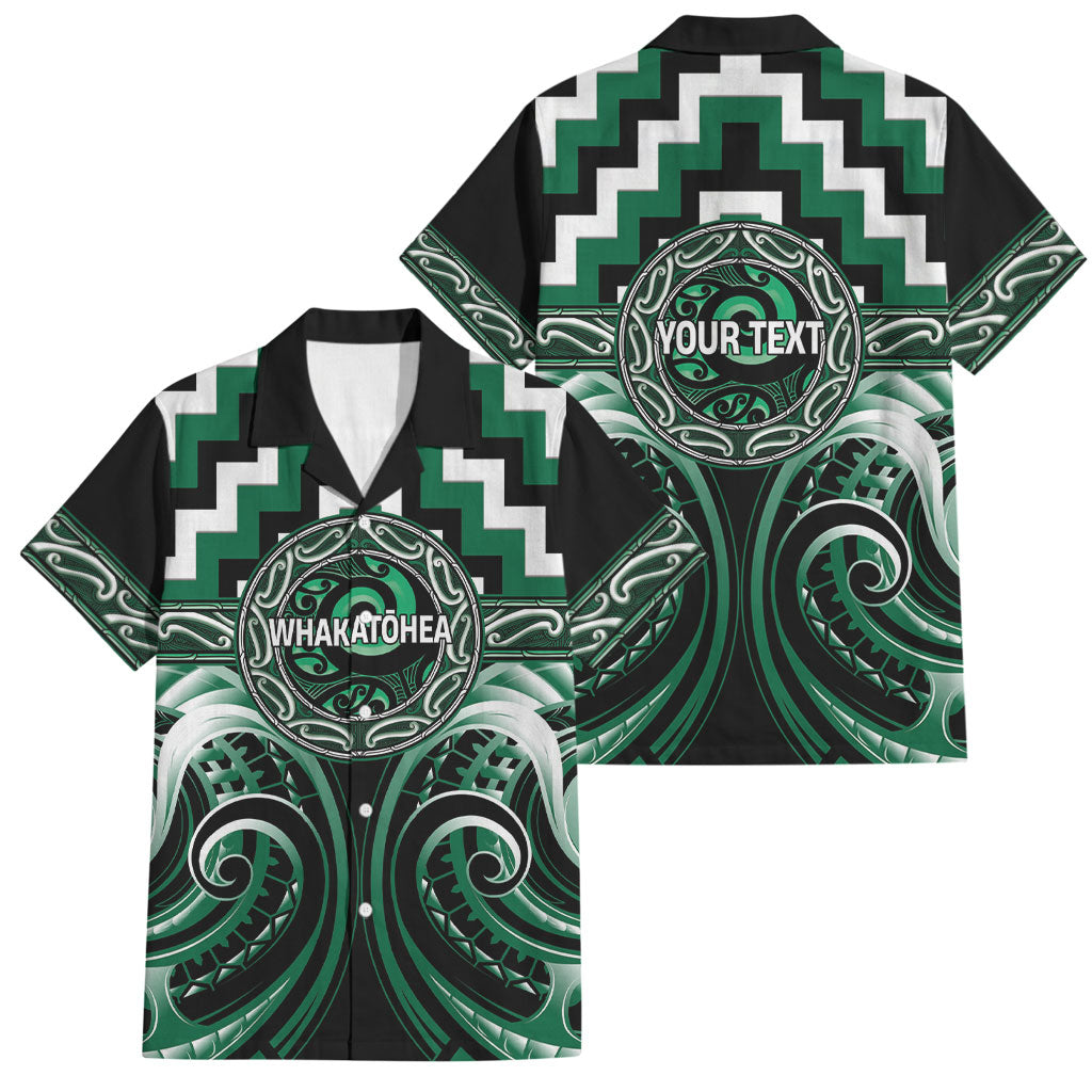 Aotearoa Whakatohea Personalised Family Matching Short Sleeve Bodycon Dress and Hawaiian Shirt Maori Iwi Poutama Puhoro Tattoo LT14 Dad's Shirt - Short Sleeve Green - Polynesian Pride
