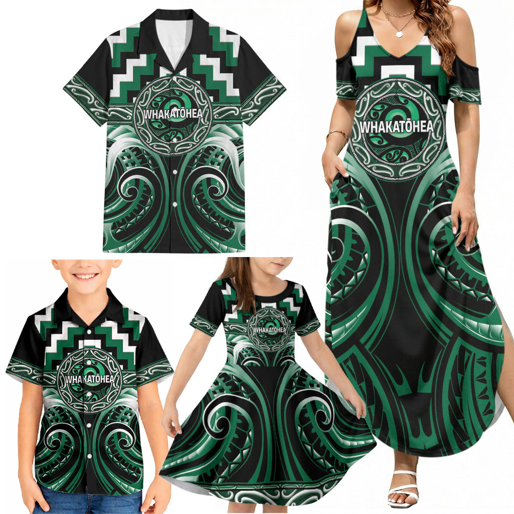 Aotearoa Whakatohea Personalised Family Matching Summer Maxi Dress and Hawaiian Shirt Maori Iwi Poutama Puhoro Tattoo LT14 - Polynesian Pride