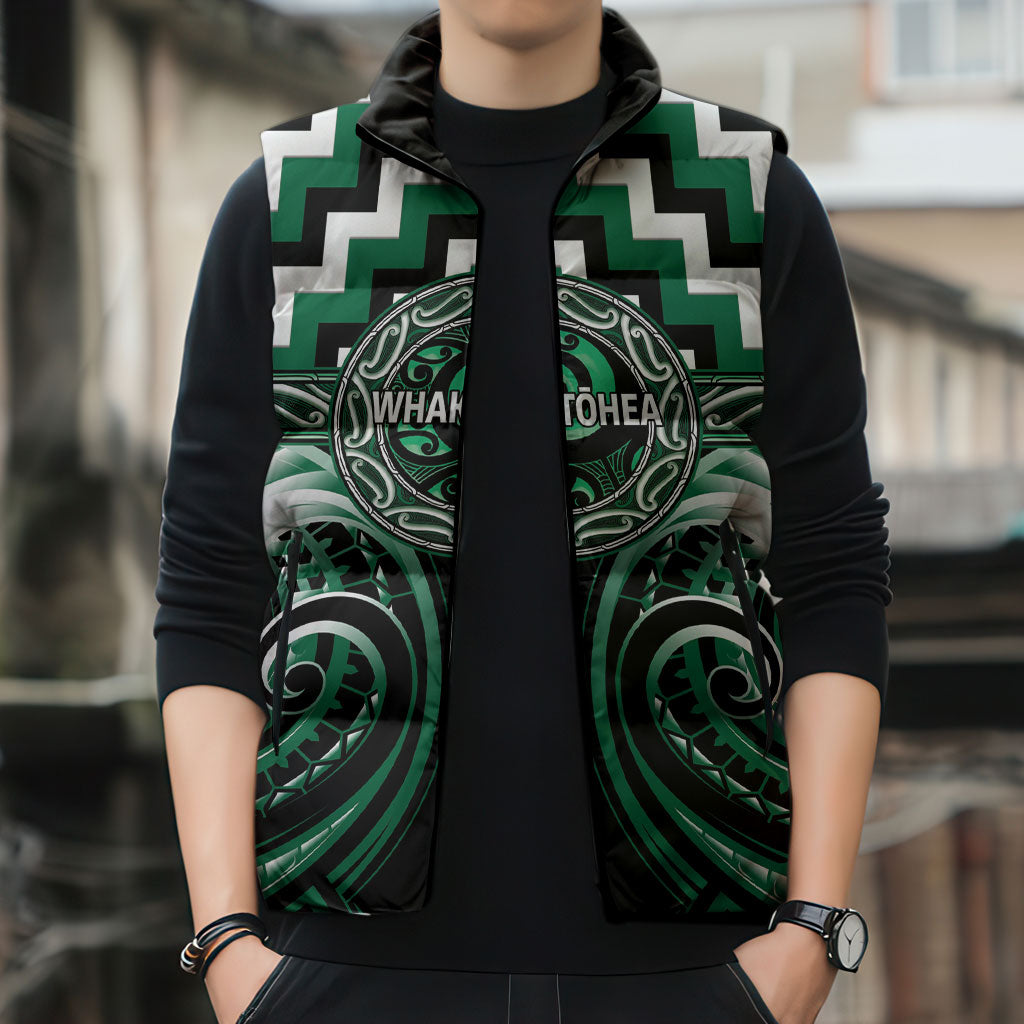 Aotearoa Whakatohea Personalised Sleeveless Puffer Jacket Maori Iwi Poutama Puhoro Tattoo LT14 - Polynesian Pride