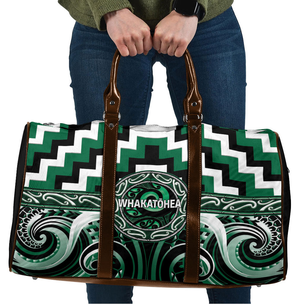 Aotearoa Whakatohea Travel Bag Maori Iwi Poutama Puhoro Tattoo LT14 Green - Polynesian Pride