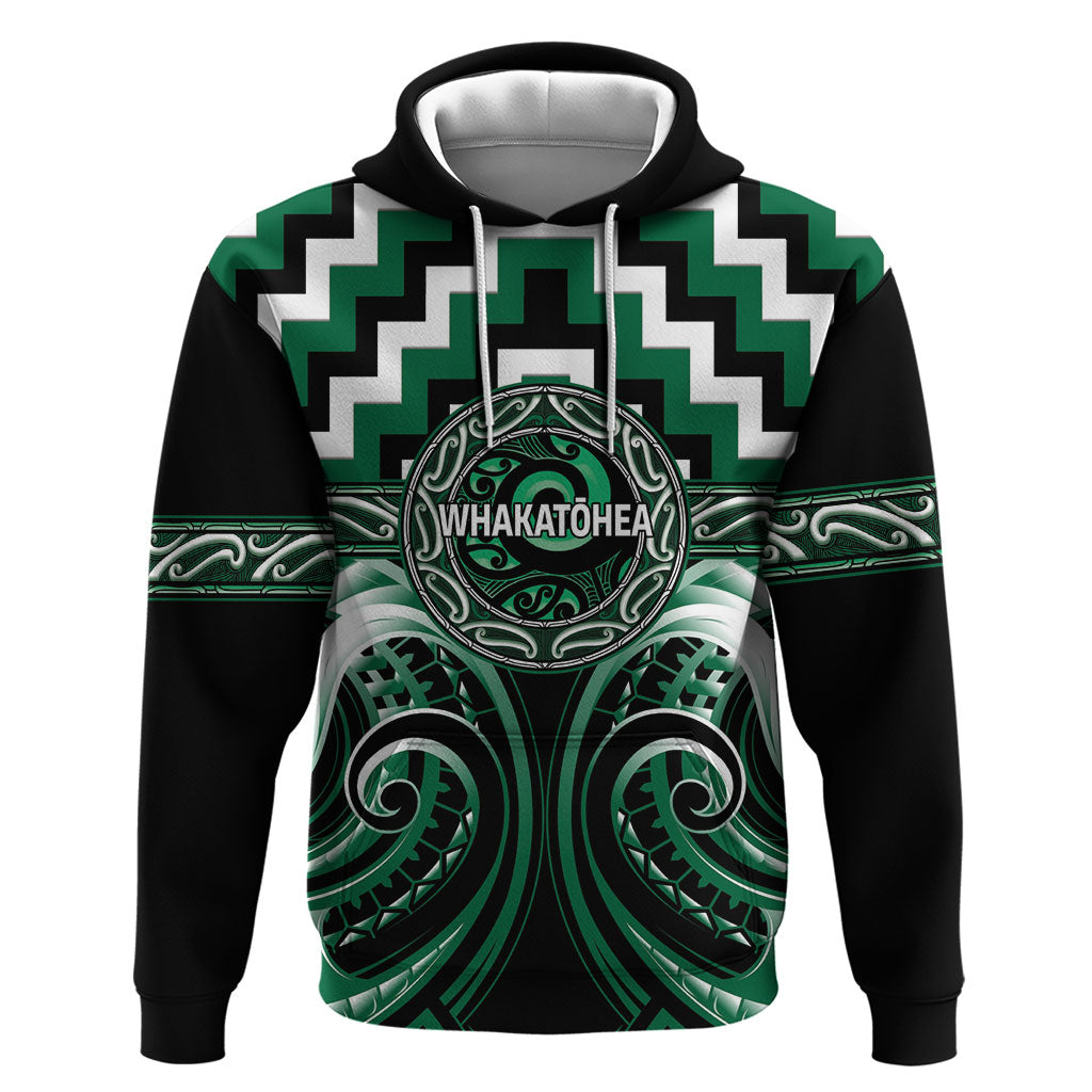 Aotearoa Whakatohea Personalised Zip Hoodie Maori Iwi Poutama Puhoro Tattoo LT14 Pullover Hoodie Green - Polynesian Pride