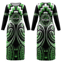Aotearoa Ngati Awa Personalised Couples Matching Long Sleeve Bodycon Dress and Long Sleeve Button Shirt Maori Iwi Poutama Puhoro Tattoo LT14 - Polynesian Pride
