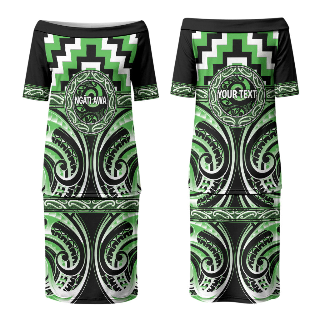 Aotearoa Ngati Awa Personalised Couples Matching Puletasi and Hawaiian Shirt Maori Iwi Poutama Puhoro Tattoo LT14 - Polynesian Pride