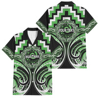 Aotearoa Ngati Awa Personalised Family Matching Off Shoulder Short Dress and Hawaiian Shirt Maori Iwi Poutama Puhoro Tattoo LT14 Dad's Shirt - Short Sleeve Green - Polynesian Pride