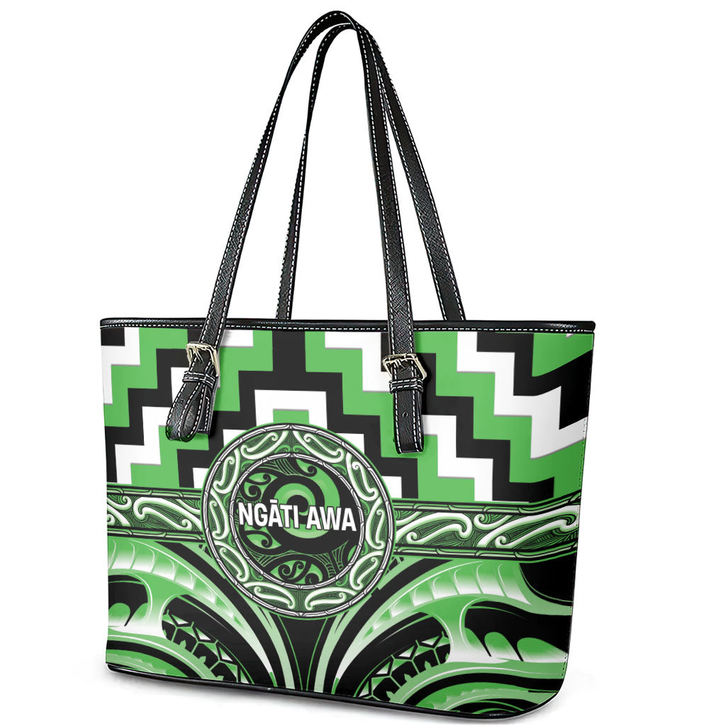 Aotearoa Ngati Awa Leather Tote Bag Maori Iwi Poutama Puhoro Tattoo LT14 - Polynesian Pride