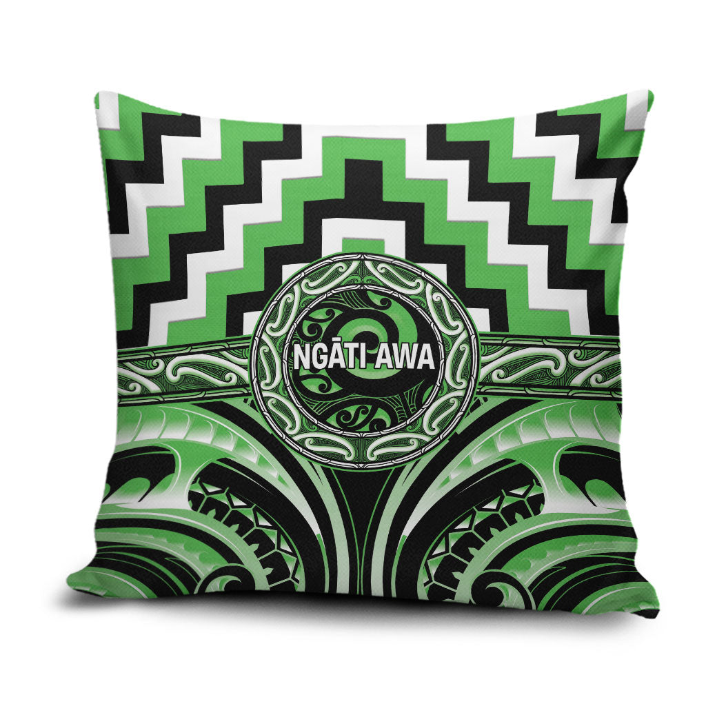 Aotearoa Ngati Awa Pillow Cover Maori Iwi Poutama Puhoro Tattoo LT14 Green - Polynesian Pride