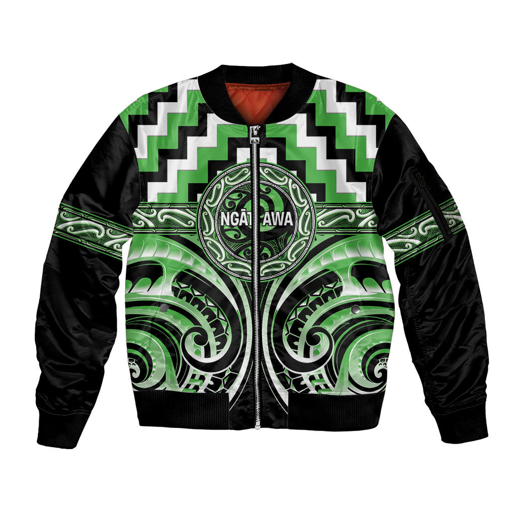 Aotearoa Ngati Awa Personalised Sleeve Zip Bomber Jacket Maori Iwi Poutama Puhoro Tattoo LT14 Unisex Green - Polynesian Pride