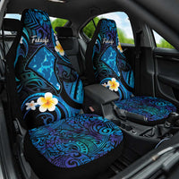 Tokelau Fakaofo Atoll Car Seat Cover Polynesian Tattoo Plumeria With Map LT14 One Size Blue - Polynesian Pride