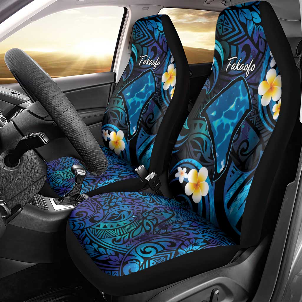 Tokelau Fakaofo Atoll Car Seat Cover Polynesian Tattoo Plumeria With Map LT14 - Polynesian Pride