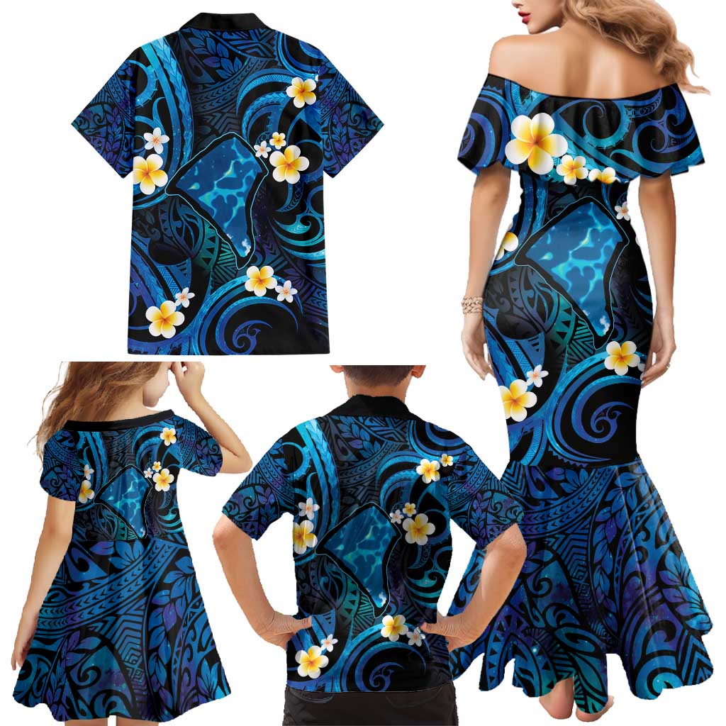 Tokelau Fakaofo Atoll Family Matching Mermaid Dress and Hawaiian Shirt Polynesian Tattoo Plumeria With Map LT14 - Polynesian Pride