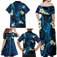 Tokelau Fakaofo Atoll Family Matching Off Shoulder Maxi Dress and Hawaiian Shirt Polynesian Tattoo Plumeria With Map LT14 - Polynesian Pride