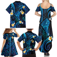 Tokelau Fakaofo Atoll Family Matching Summer Maxi Dress and Hawaiian Shirt Polynesian Tattoo Plumeria With Map LT14 - Polynesian Pride