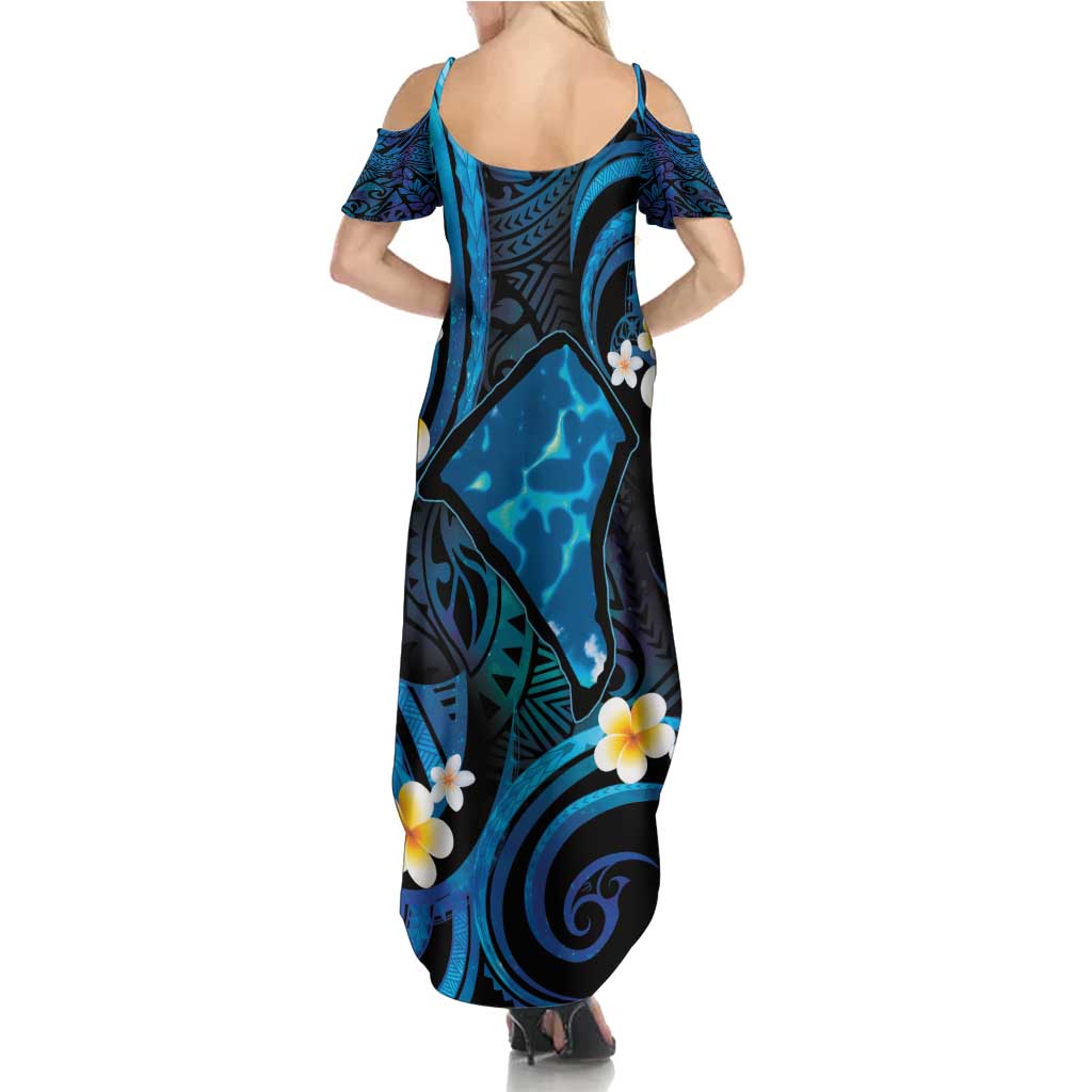 Tokelau Fakaofo Atoll Family Matching Summer Maxi Dress and Hawaiian Shirt Polynesian Tattoo Plumeria With Map LT14 - Polynesian Pride