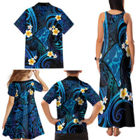 Tokelau Fakaofo Atoll Family Matching Tank Maxi Dress and Hawaiian Shirt Polynesian Tattoo Plumeria With Map LT14 - Polynesian Pride