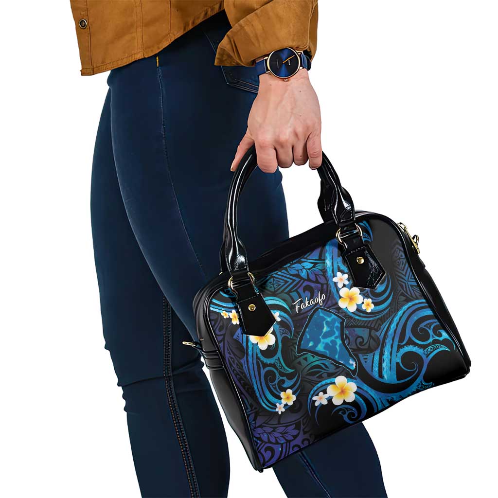 Tokelau Fakaofo Atoll Shoulder Handbag Polynesian Tattoo Plumeria With Map