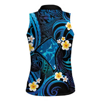 Tokelau Fakaofo Atoll Women Sleeveless Polo Shirt Polynesian Tattoo Plumeria With Map