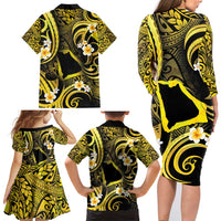 Tokelau Atafu Atoll Family Matching Long Sleeve Bodycon Dress and Hawaiian Shirt Polynesian Tattoo Plumeria With Map LT14 - Polynesian Pride