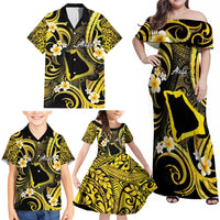 Tokelau Atafu Atoll Family Matching Off Shoulder Maxi Dress and Hawaiian Shirt Polynesian Tattoo Plumeria With Map LT14 - Polynesian Pride