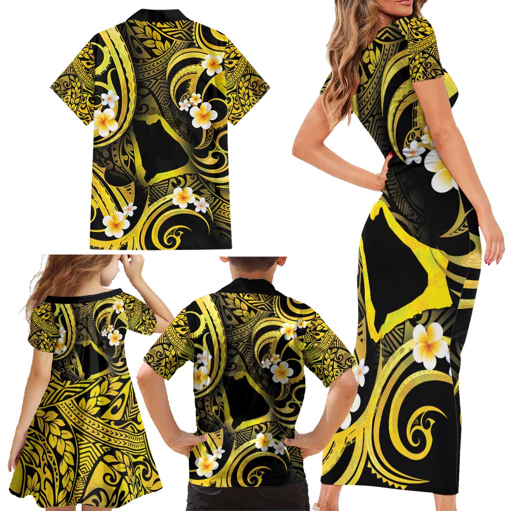 Tokelau Atafu Atoll Family Matching Short Sleeve Bodycon Dress and Hawaiian Shirt Polynesian Tattoo Plumeria With Map LT14 - Polynesian Pride