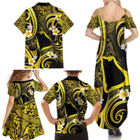 Tokelau Atafu Atoll Family Matching Summer Maxi Dress and Hawaiian Shirt Polynesian Tattoo Plumeria With Map LT14 - Polynesian Pride