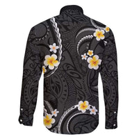 Black And Gray Family Matching Tank Maxi Dress and Hawaiian Shirt Curves Polynesian Tattoo Mix Plumeria Flowers LT14 - Polynesian Pride