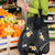Black And Gray Grocery Bag Curves Polynesian Tattoo Mix Plumeria Flowers