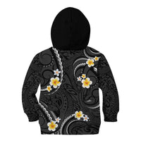 Black And Gray Kid Hoodie Curves Polynesian Tattoo Mix Plumeria Flowers LT14 - Polynesian Pride