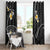 Black And Gray Window Curtain Curves Polynesian Tattoo Mix Plumeria Flowers