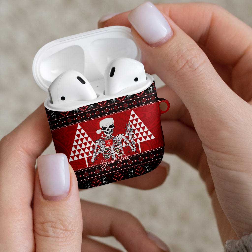Personalized Hawaii Skull Christmas AirPods Case Mele Kalikimaka Hawaiian Kakau LT14 - Polynesian Pride