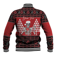 Personalized Hawaii Skull Christmas Baseball Jacket Mele Kalikimaka Hawaiian Kakau - Polynesian Pride