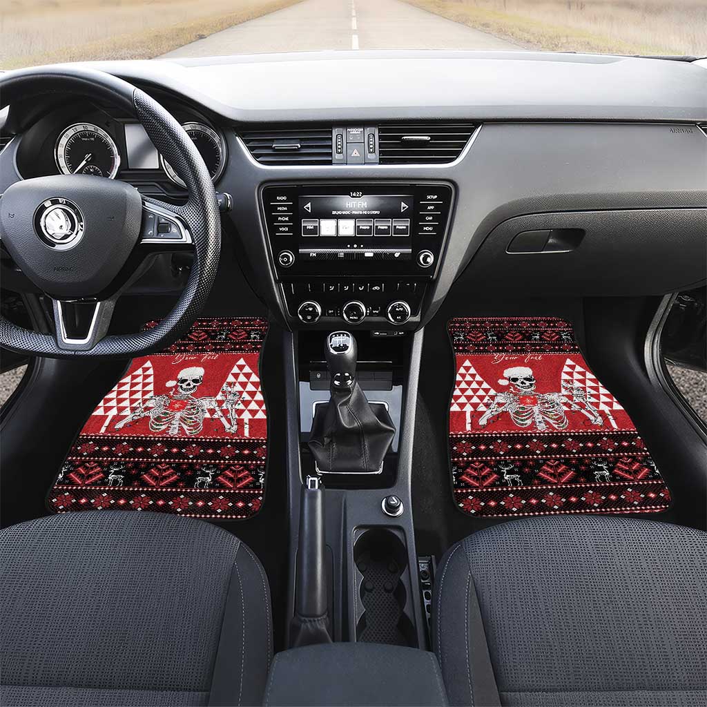 Personalized Hawaii Skull Christmas Car Mats Mele Kalikimaka Hawaiian Kakau - Polynesian Pride