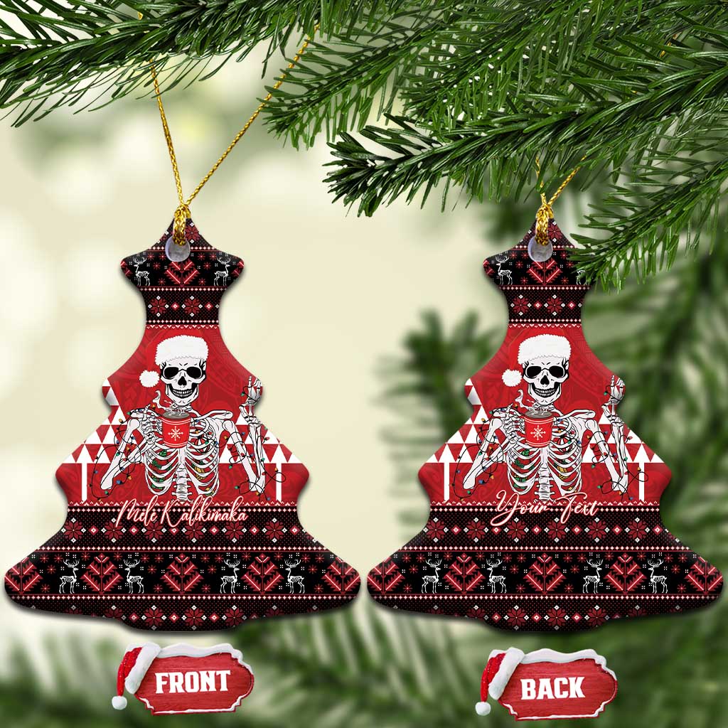 Personalized Hawaii Skull Christmas Ceramic Ornament Mele Kalikimaka Hawaiian Kakau - Polynesian Pride