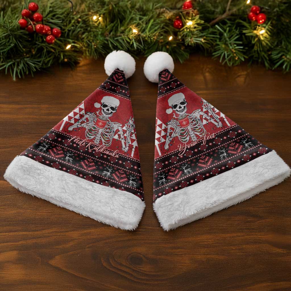 Personalized Hawaii Skull Christmas Santa Hat Mele Kalikimaka Hawaiian Kakau - Polynesian Pride