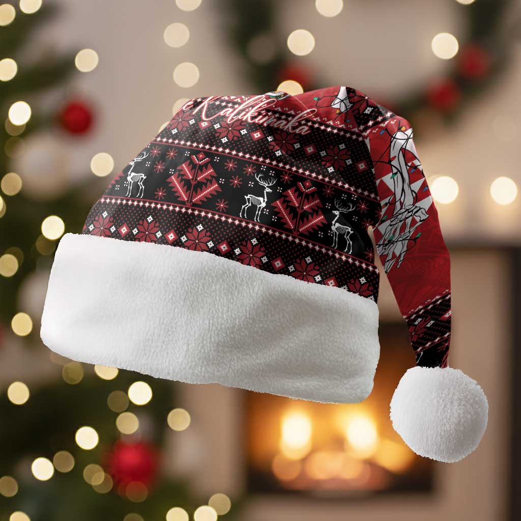 Personalized Hawaii Skull Christmas Santa Hat Mele Kalikimaka Hawaiian Kakau - Polynesian Pride