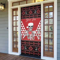 Personalized Hawaii Skull Christmas Door Cover Mele Kalikimaka Hawaiian Kakau LT14 - Polynesian Pride