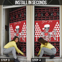 Personalized Hawaii Skull Christmas Door Cover Mele Kalikimaka Hawaiian Kakau LT14 - Polynesian Pride