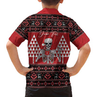 Personalized Hawaii Skull Christmas Family Matching Off The Shoulder Long Sleeve Dress and Hawaiian Shirt Mele Kalikimaka Hawaiian Kakau LT14 - Polynesian Pride