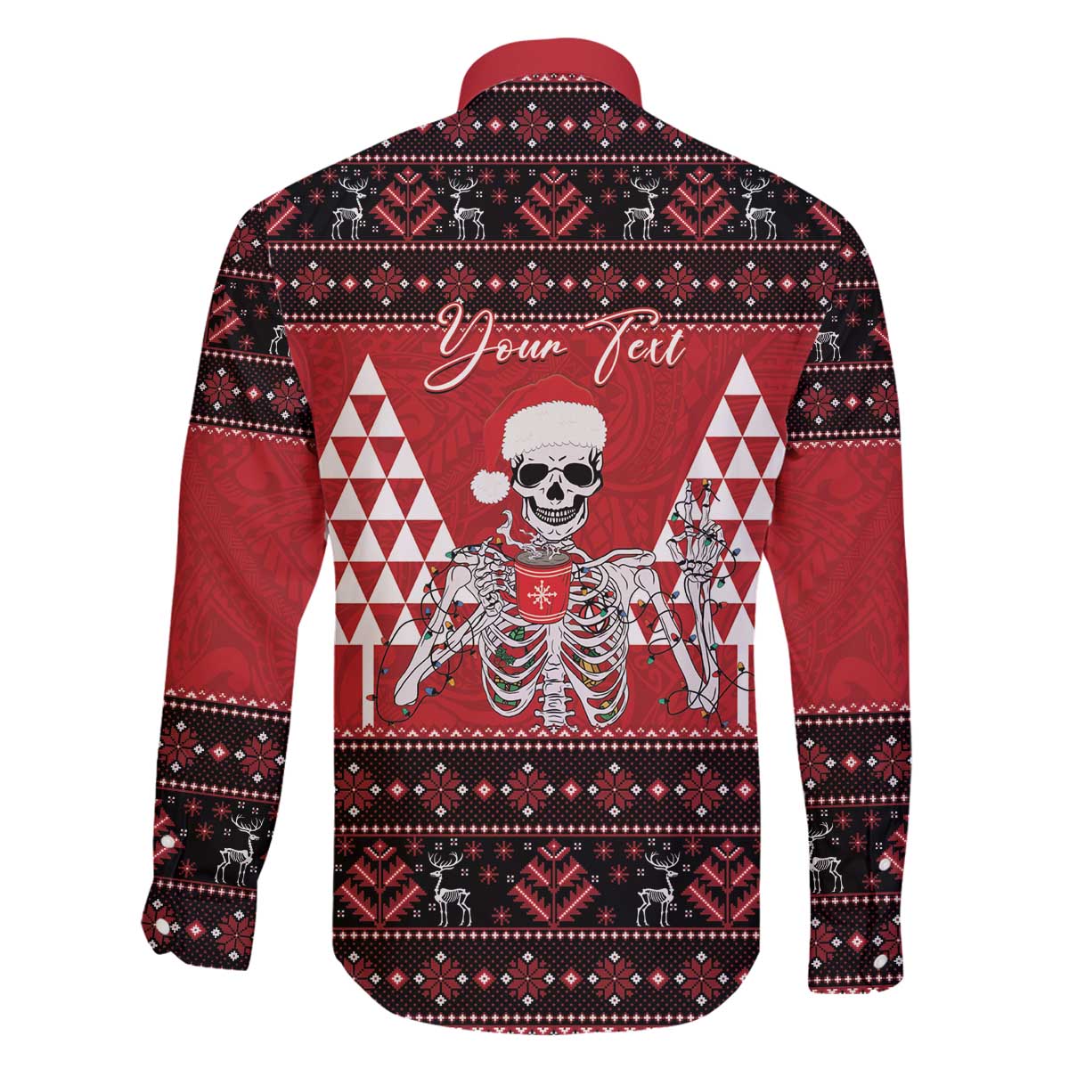 Personalized Hawaii Skull Christmas Family Matching Off The Shoulder Long Sleeve Dress and Hawaiian Shirt Mele Kalikimaka Hawaiian Kakau LT14 - Polynesian Pride