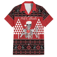Personalized Hawaii Skull Christmas Family Matching Puletasi and Hawaiian Shirt Mele Kalikimaka Hawaiian Kakau LT14 Dad's Shirt - Short Sleeve Red - Polynesian Pride