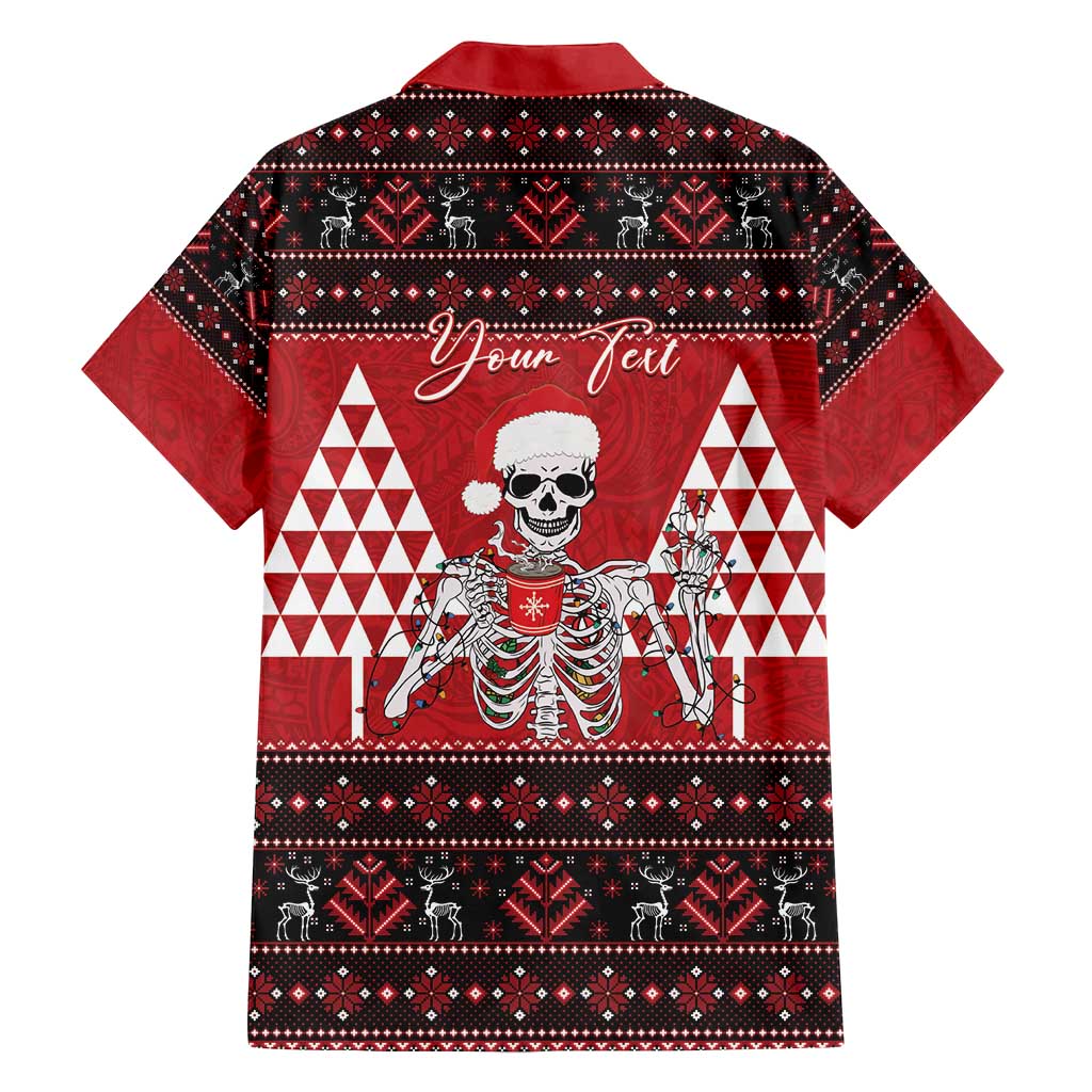 Personalized Hawaii Skull Christmas Family Matching Puletasi and Hawaiian Shirt Mele Kalikimaka Hawaiian Kakau LT14 - Polynesian Pride