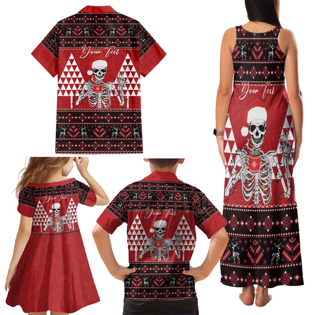 Personalized Hawaii Skull Christmas Family Matching Tank Maxi Dress and Hawaiian Shirt Mele Kalikimaka Hawaiian Kakau LT14 - Polynesian Pride