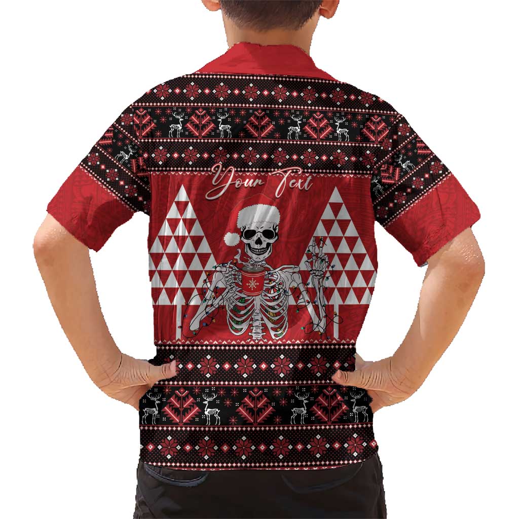 Personalized Hawaii Skull Christmas Hawaiian Shirt Mele Kalikimaka Hawaiian Kakau - Polynesian Pride